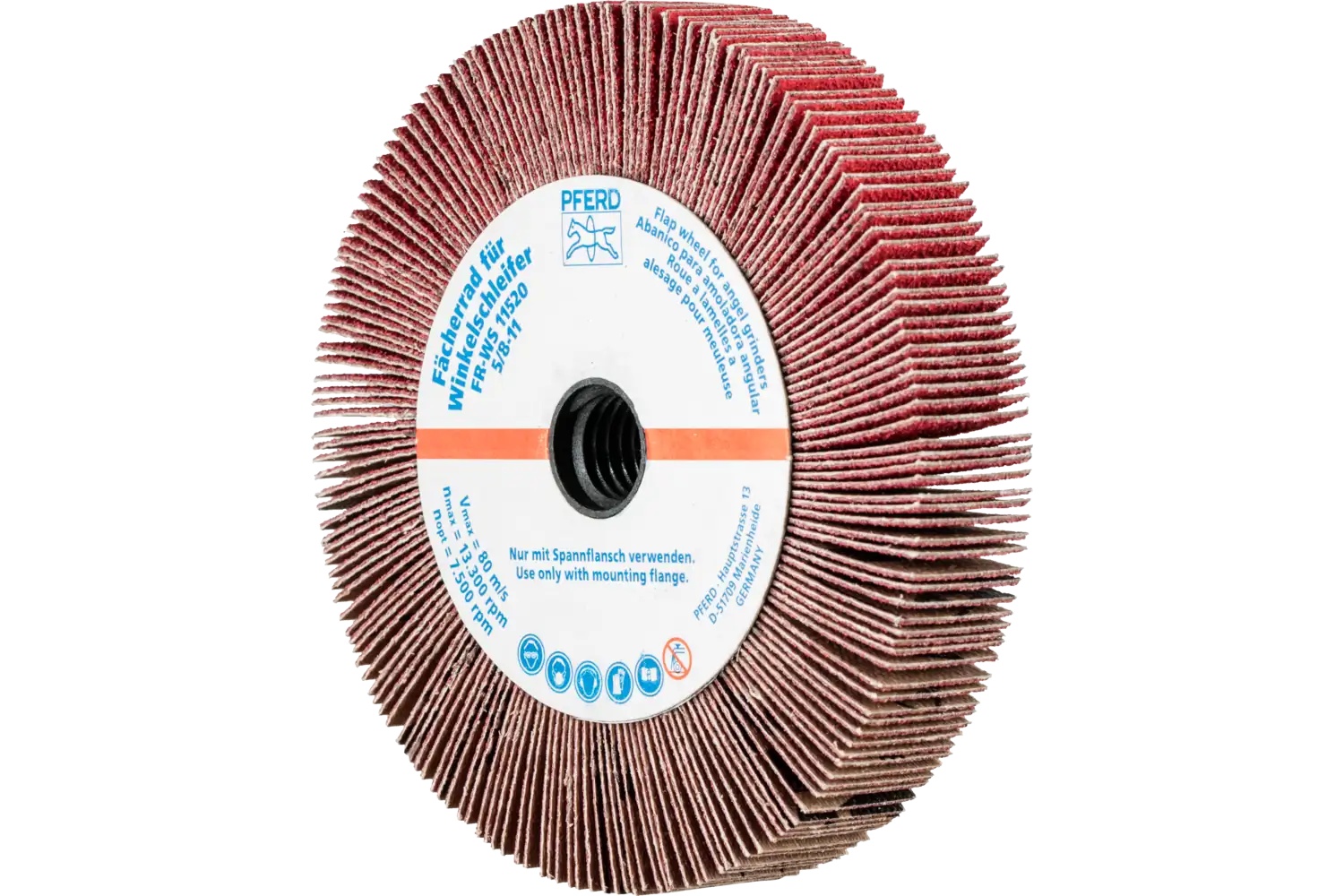 Picture of Pferd Angle Grinder Flap Wheel, 4-1/2" X 5/8 X 5/8-11, 80 Grit, Ceramic Oxide Co-Cool